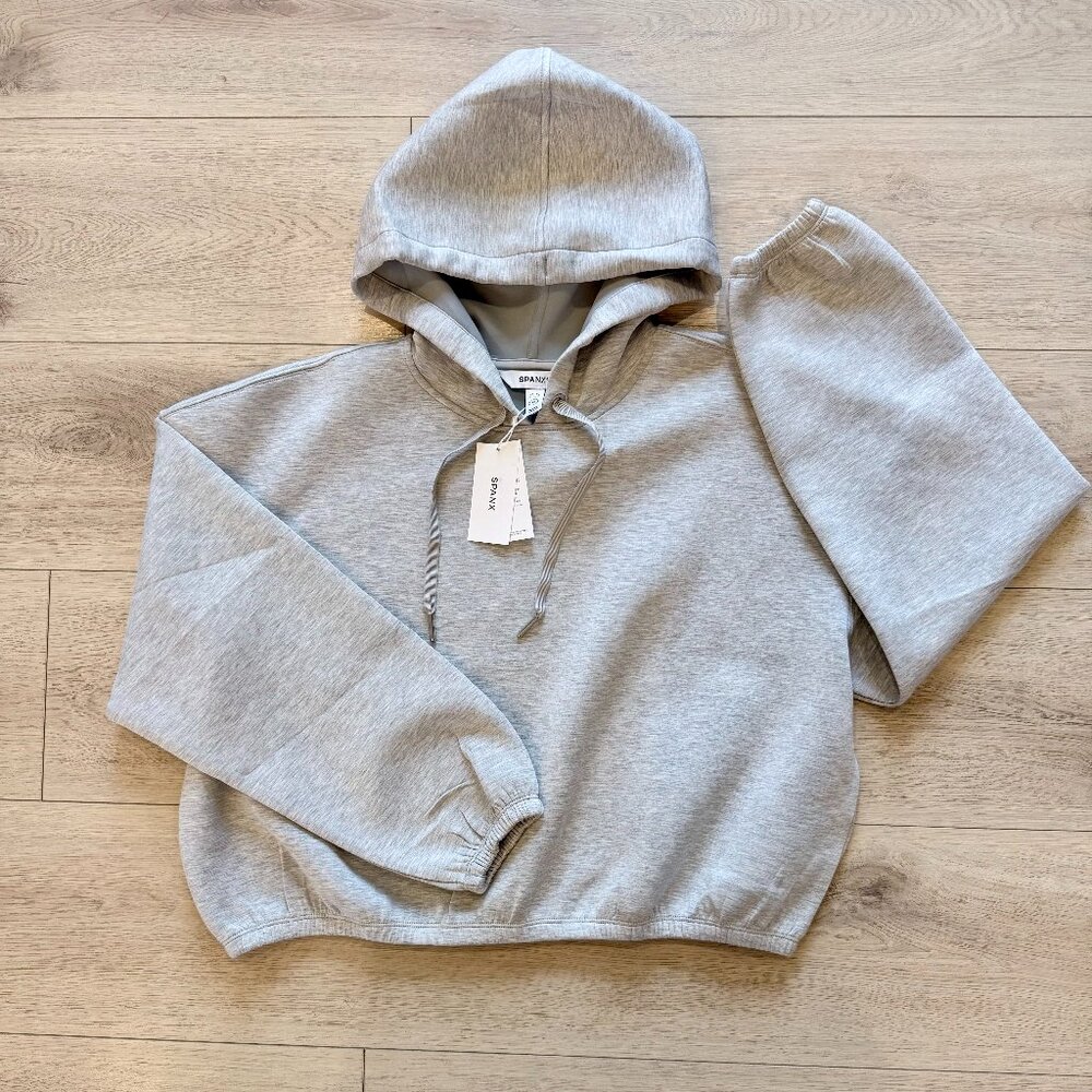SPANX AirEssentials Heather Grey Cropped Hoodie